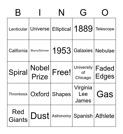 HUBBLE LISTENING Bingo Card