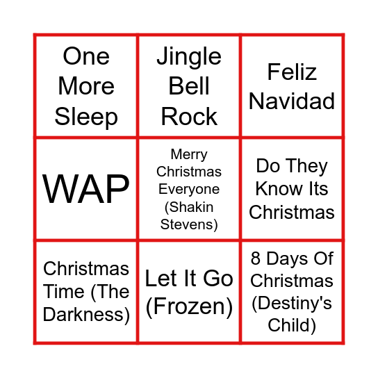 Bad Santa Bingo Card