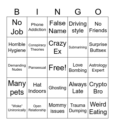 Dating Bingo Card