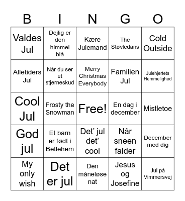 Julemusik Bingo Card
