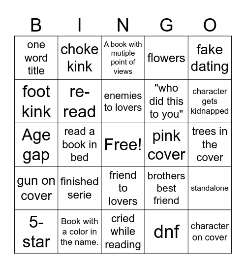 book bingo Card