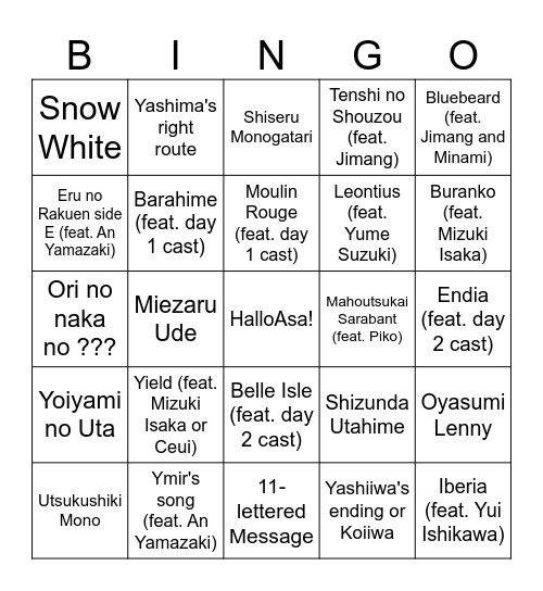 Untitled Bingo Card