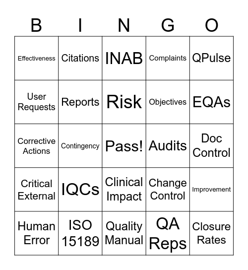 QA Bingo Card