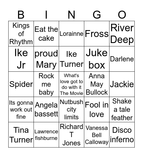 Whats love got to do with it Bingo Card