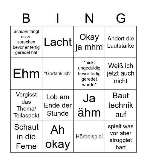 Reh Bingo Card