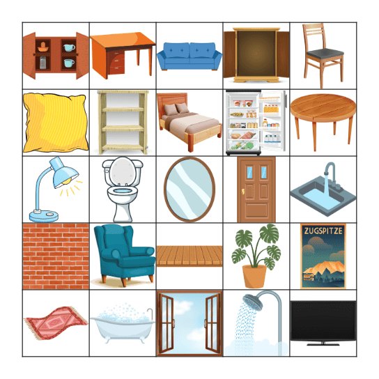 FURNITURE Bingo Card