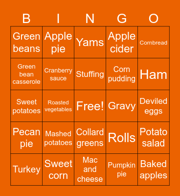 Thanksgiving BINGO Card