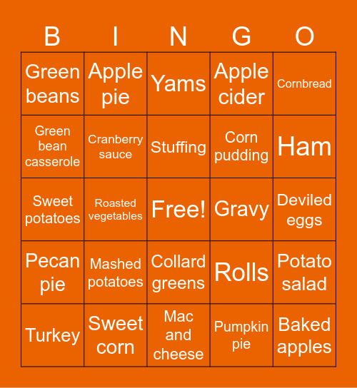 Thanksgiving BINGO Card