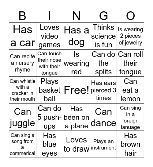 Human Bingo!!! Bingo Card