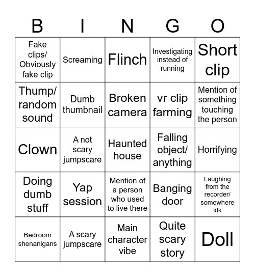 WATCHING "SCARY" BOYS VIDEOS VIDEOS Bingo Card