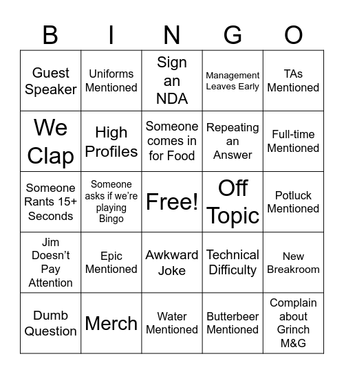 Q4 Bingo Card