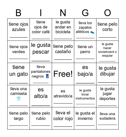 Encuentra a alguien (Find someone) que... Bingo Card