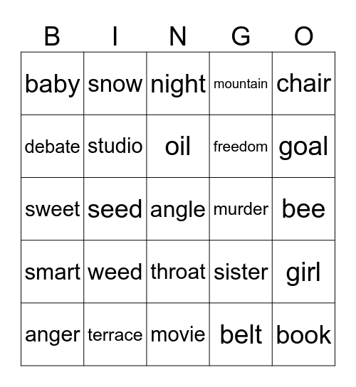 Infinity Craft Bingo Card
