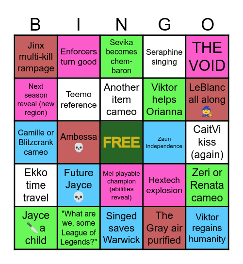 Arcane Finale Bingo Card