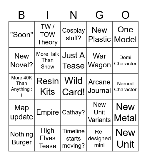 The Old World Bingo Card