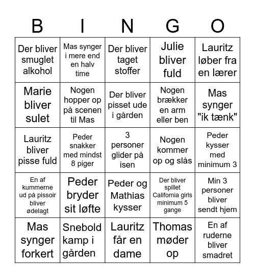 Gym bingo Card