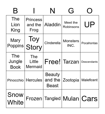 DIsney Bingo Card