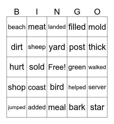 Letter Combo Review Bingo Card