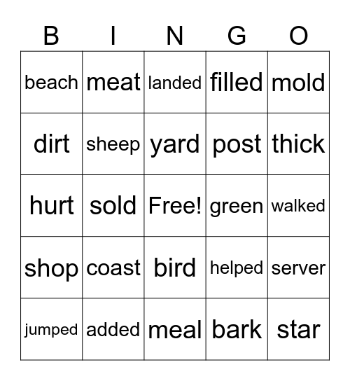 Letter Combo Review Bingo Card