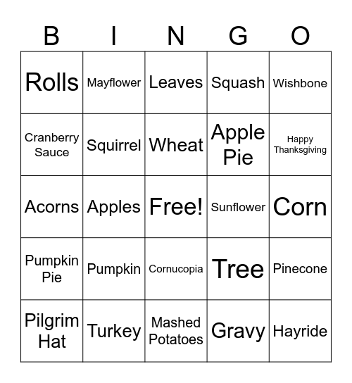 Thanksgiving.2 Bingo Card