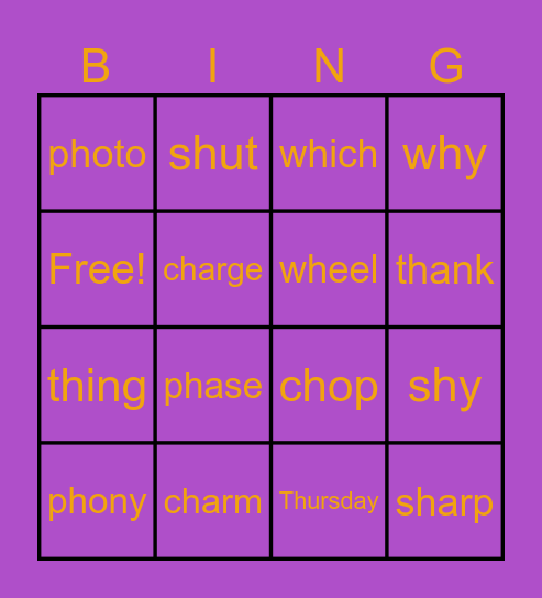 Spelling Bingo Card