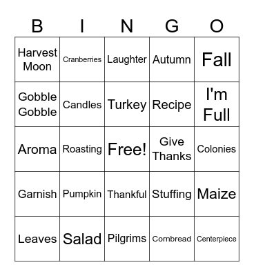 Thanksgiving.3 Bingo Card