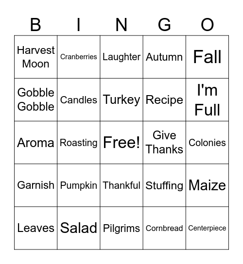 Thanksgiving.3 Bingo Card