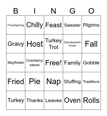 Thanksgiving Bingo Card