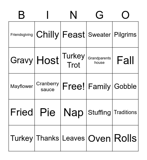 Thanksgiving Bingo Card