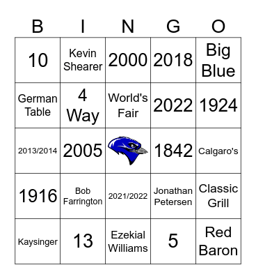 Bluebird Bingo Card