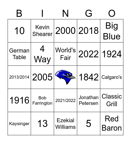 Bluebird Bingo Card