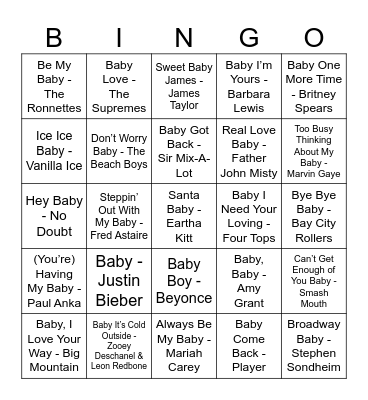 Baby Bingo Card