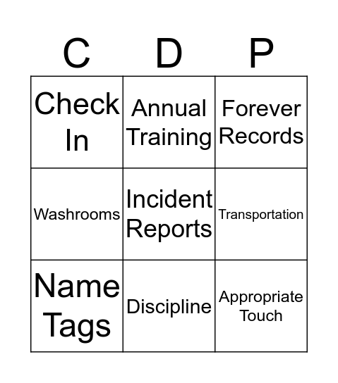 T   R   A   I   N Bingo Card