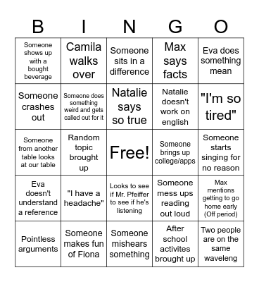 AP Lit Bingo Card