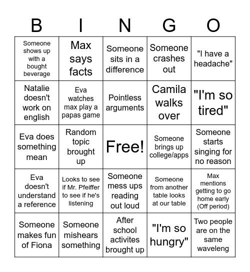 AP Lit Bingo Card