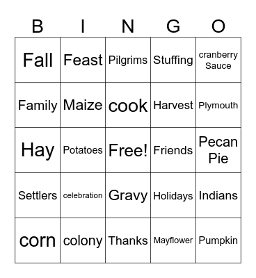 Thanksgiving.4 Bingo Card