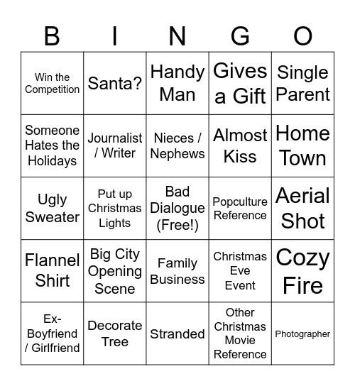 Hallmark Bingo Card