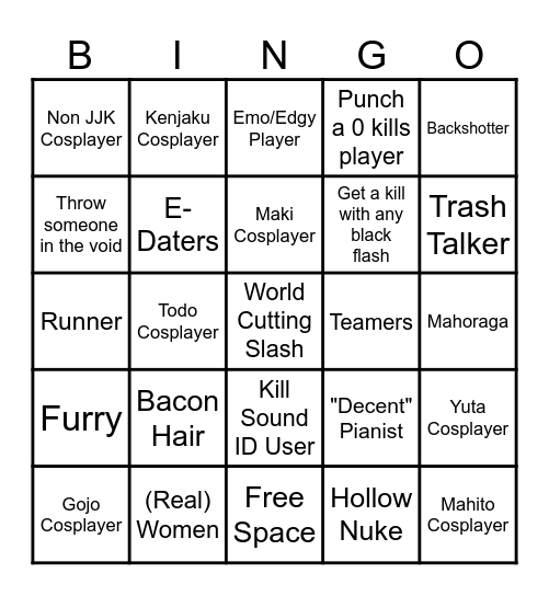 JUJUTSU SHENANIGANS BINGO Card