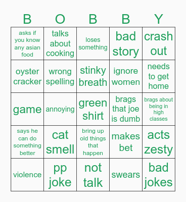 garrett bingo Card