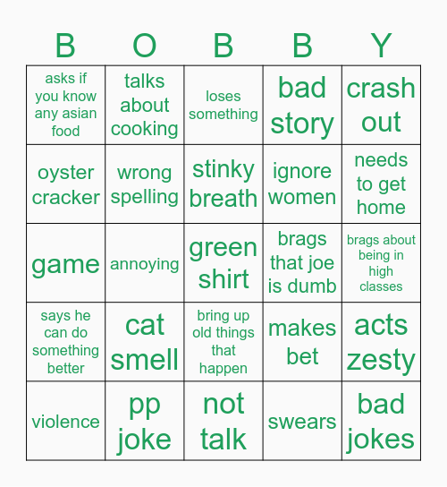 garrett bingo Card