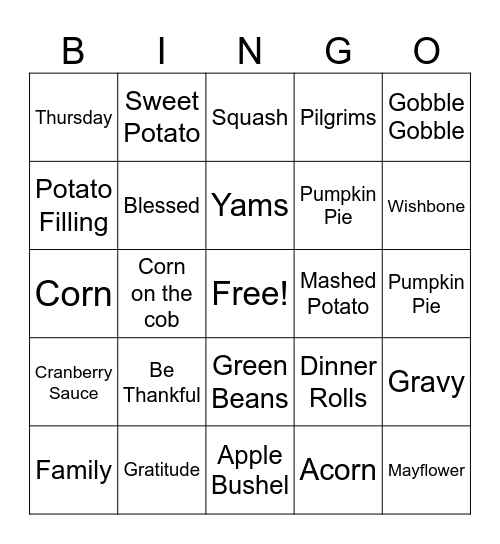 Thanksgiving.5 Bingo Card