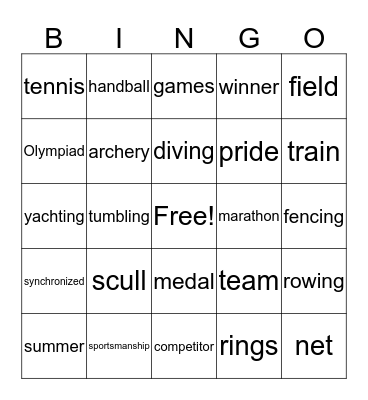 Olympics! Bingo Card