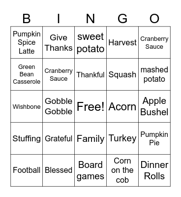 Thanksgiving.5 Bingo Card