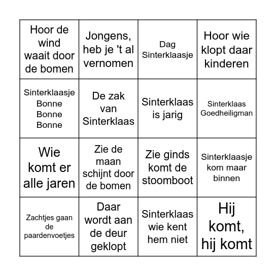 Sinterklaas Bingo Card