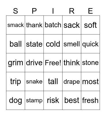 SPIRE 3 3.2a Bingo Card