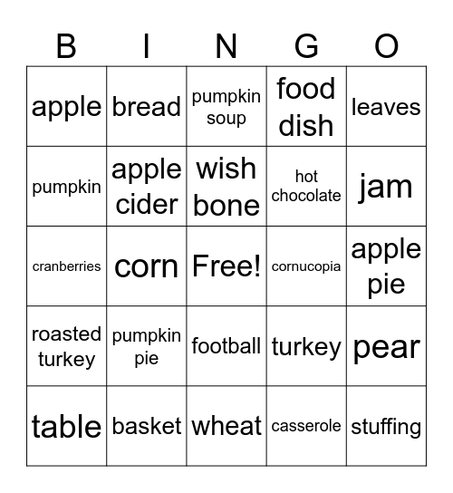 Thanksgiving.7 Bingo Card