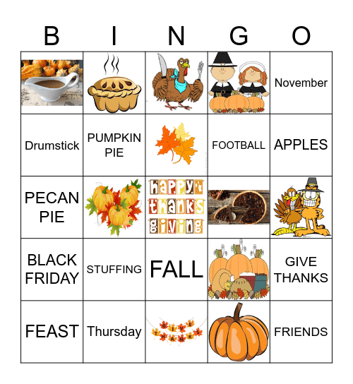 THANKSGIVING Bingo Card THANKSGIVING Bingo Card