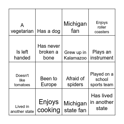 Human Bingo Card