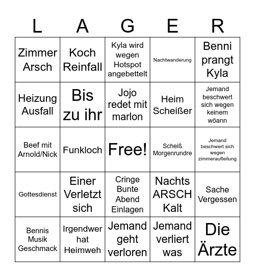 Lager Bingo Card