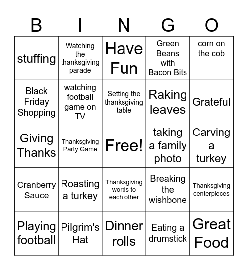 Thanksgiving.8 Bingo Card